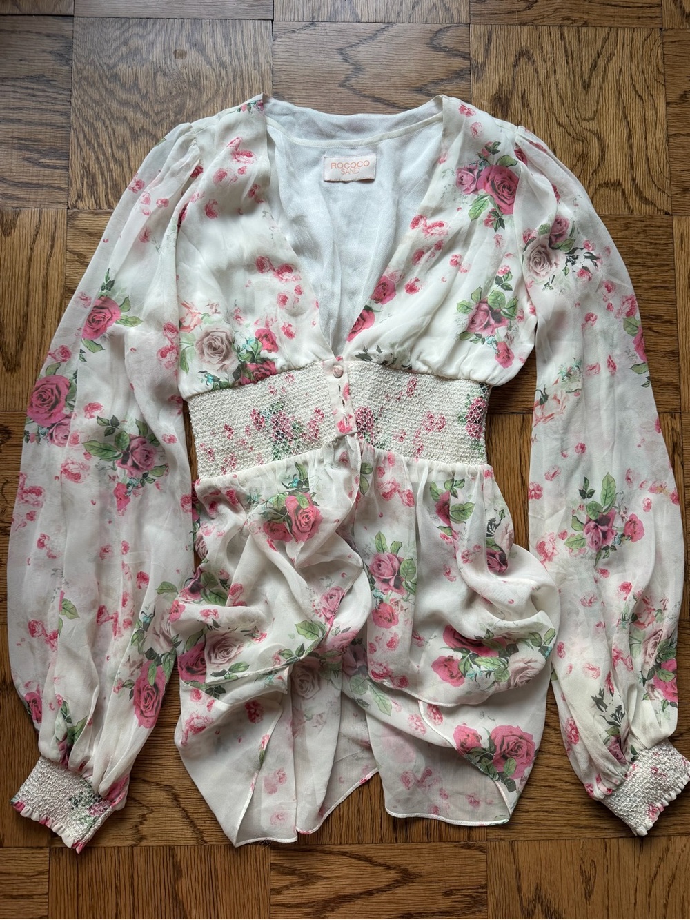 Revolve ROCOCO SAND Smocked Waisted
Rose Floral Top